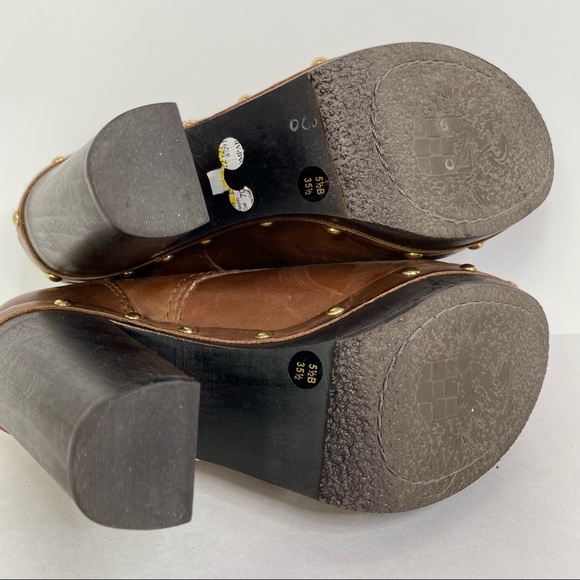 Vince Camuto Canasta Clog Booties Brown Leather Studded Lace Up Boho Hippie 5.5 - Picture 12 of 13